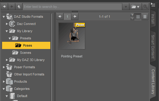 daz3d saved pose inside my library
