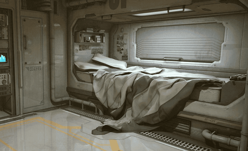 daz3d sci fi room 3d model with bed