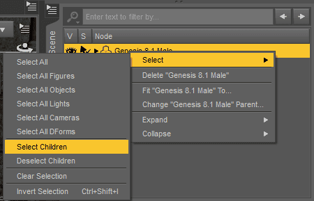 daz3d select children