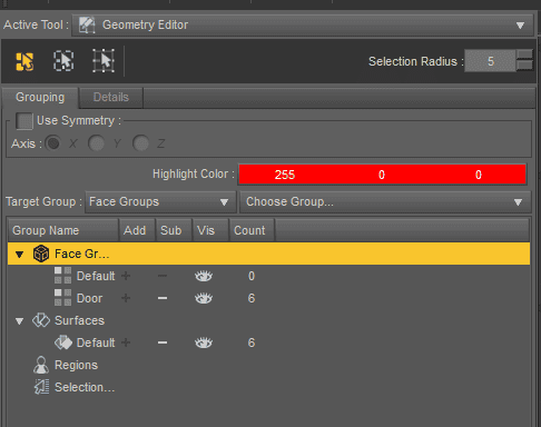 daz3d select face group