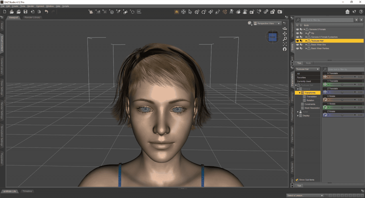 daz3d selecting hair