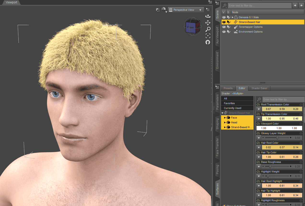 daz3d strand based hair color