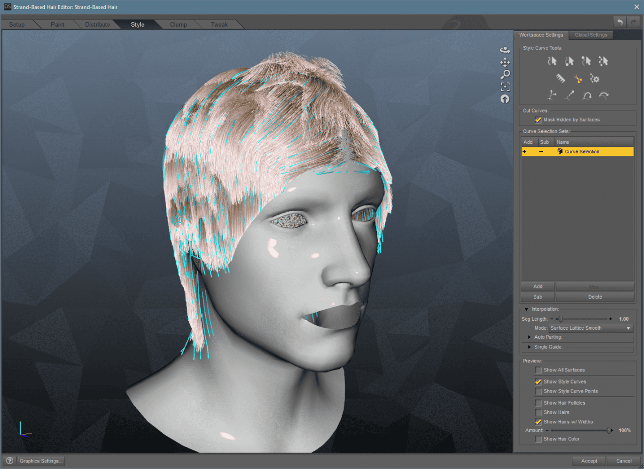 daz3d strand based hair comb