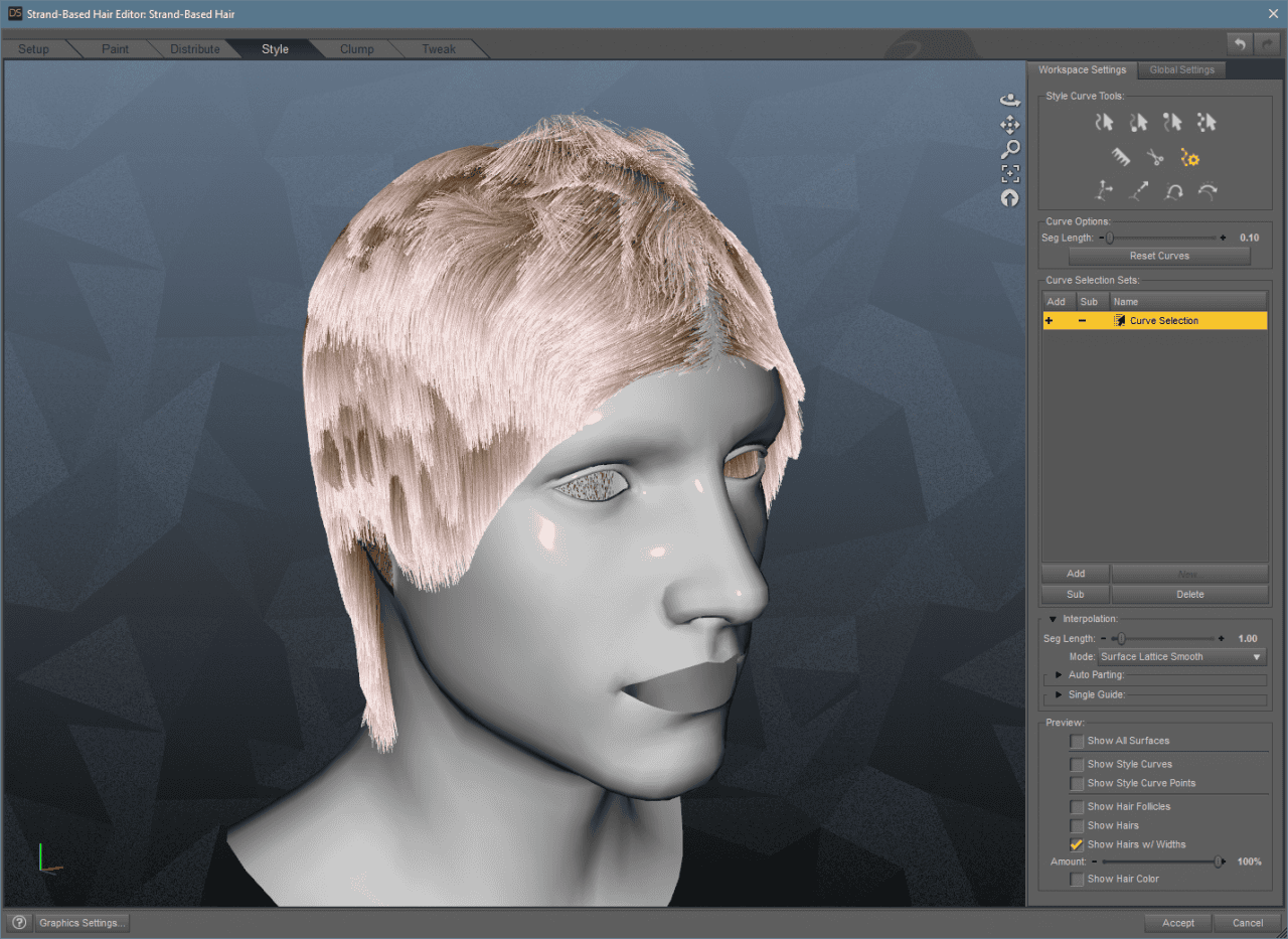 daz3d strand based hair segment length