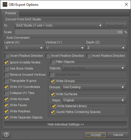 daz3d texture export options