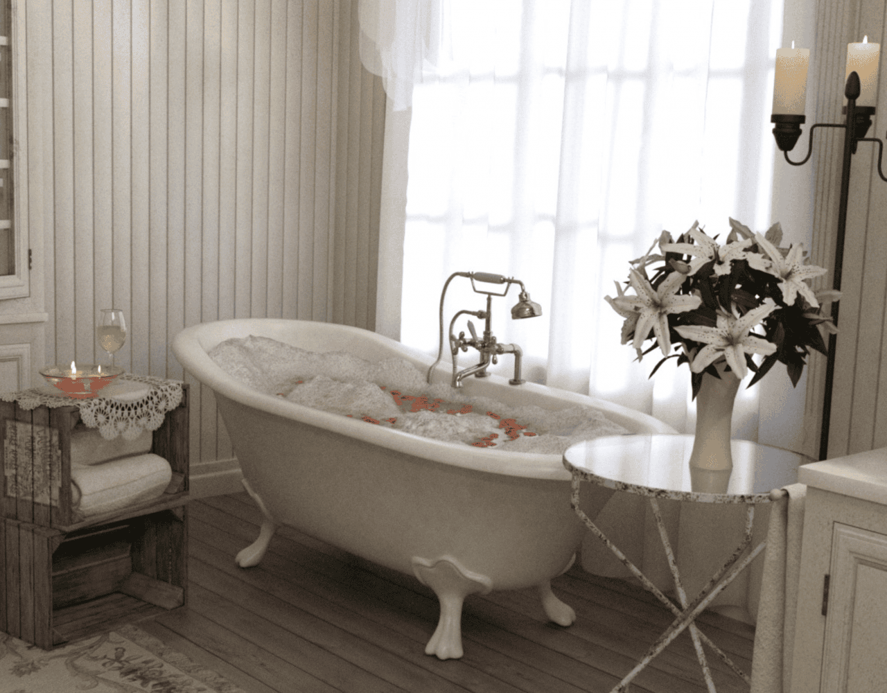 daz3d woodman house with bath