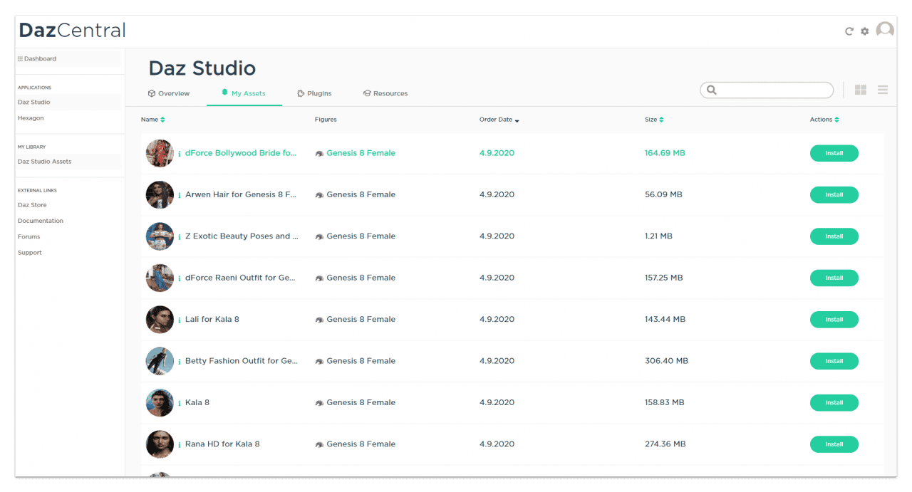 DazCentral My Assets