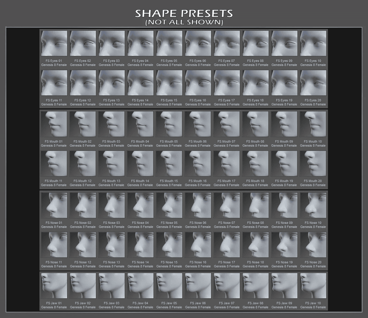 Face shapes for daz3d figures