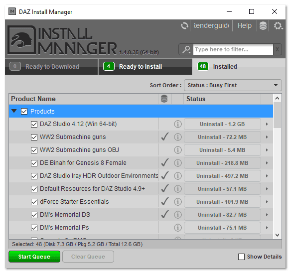 how to uninstall daz3d with the DIM