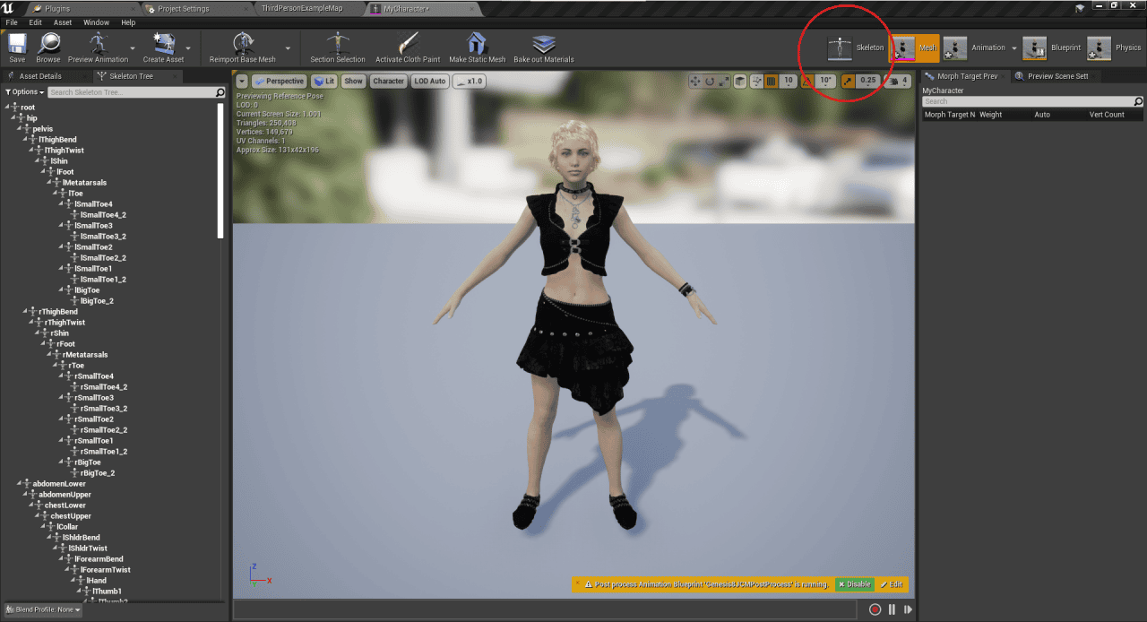 locating the character skeleton