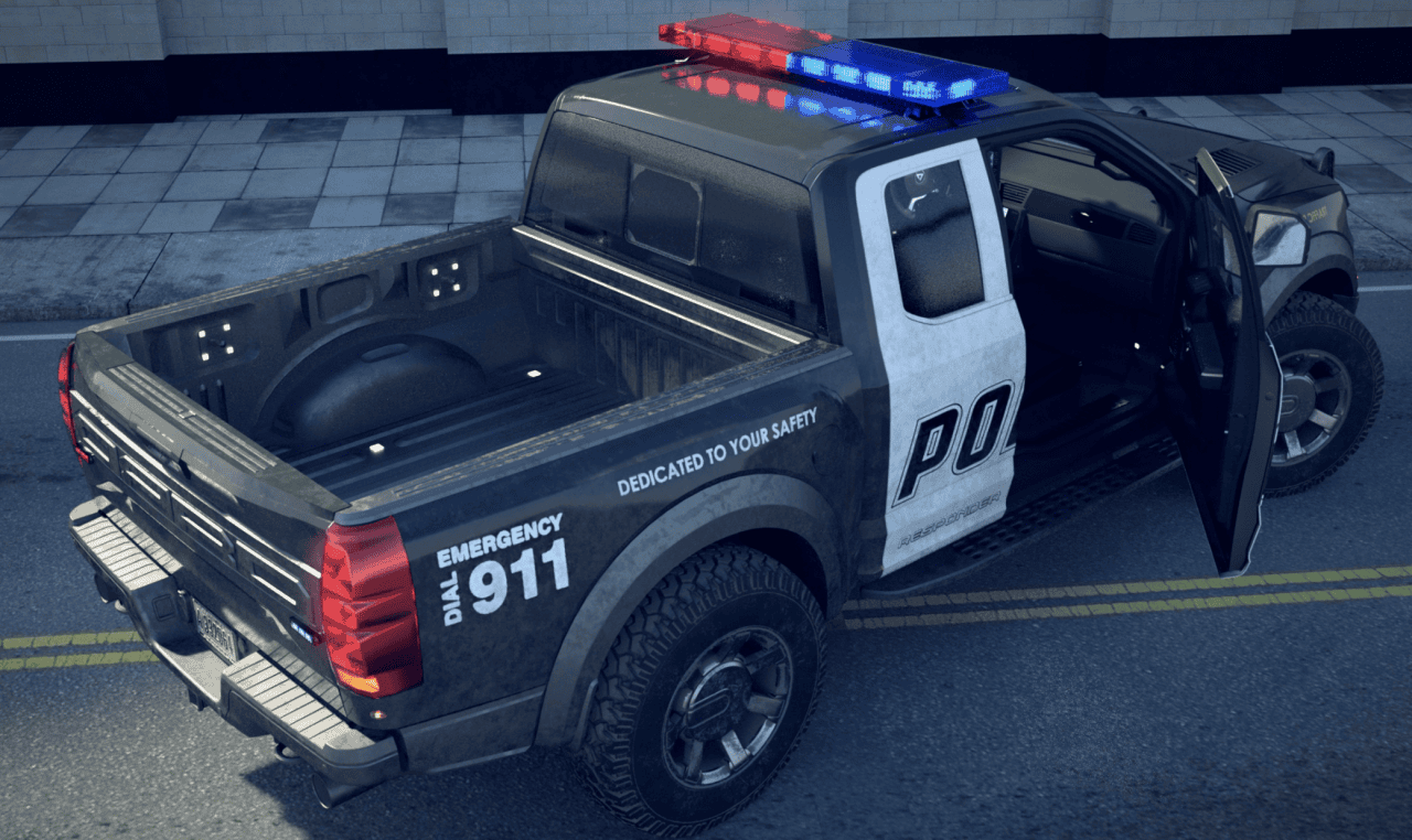 metro police truck 3d model backside