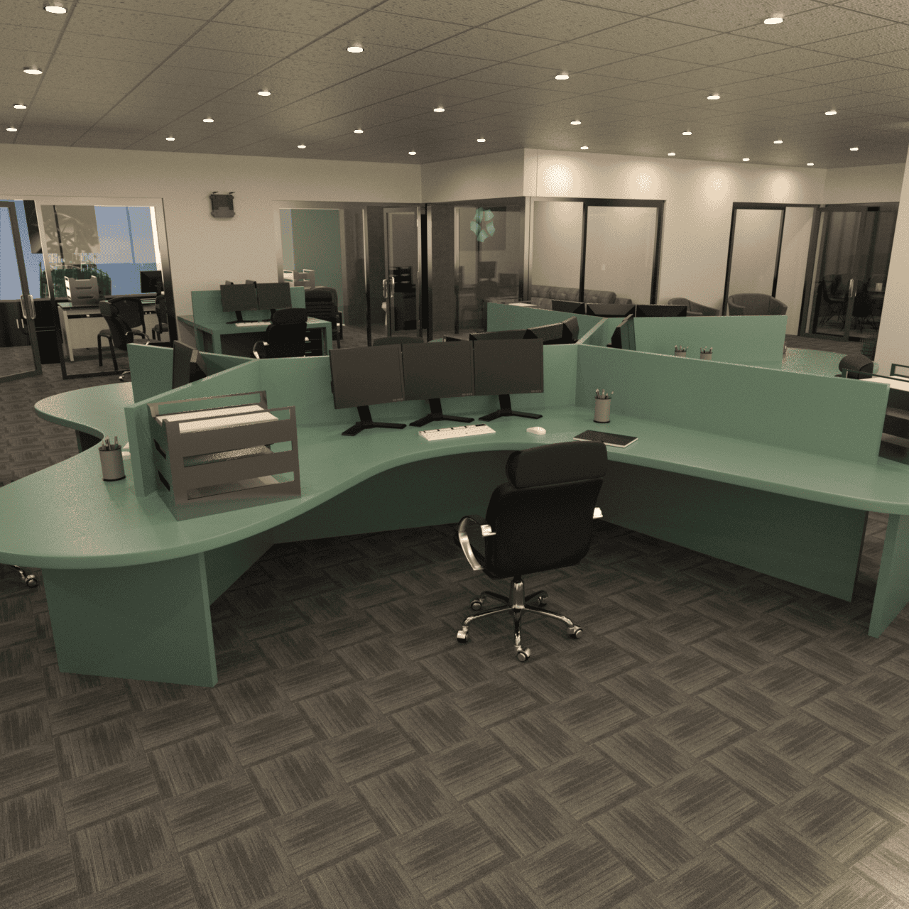 3d model of computer desk setup