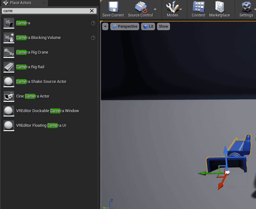 new unreal engine camera creation