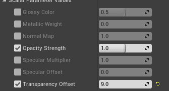 opacity and transparency setup inside my hair material window