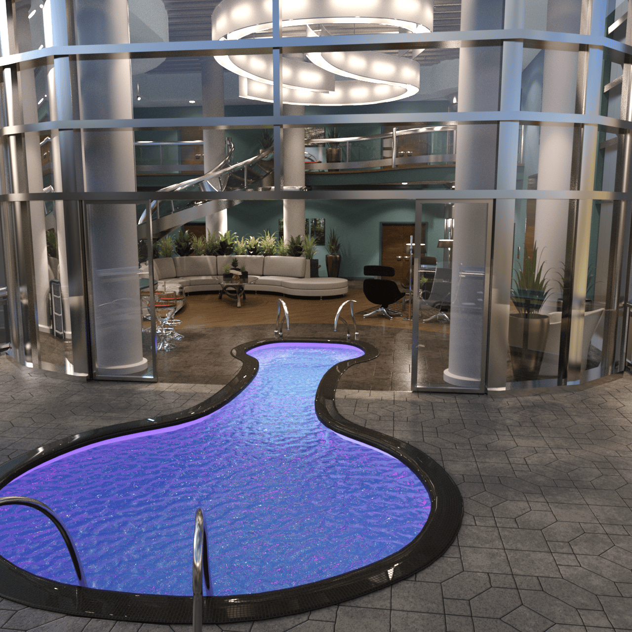 Penthouse with swimming pool 3d model