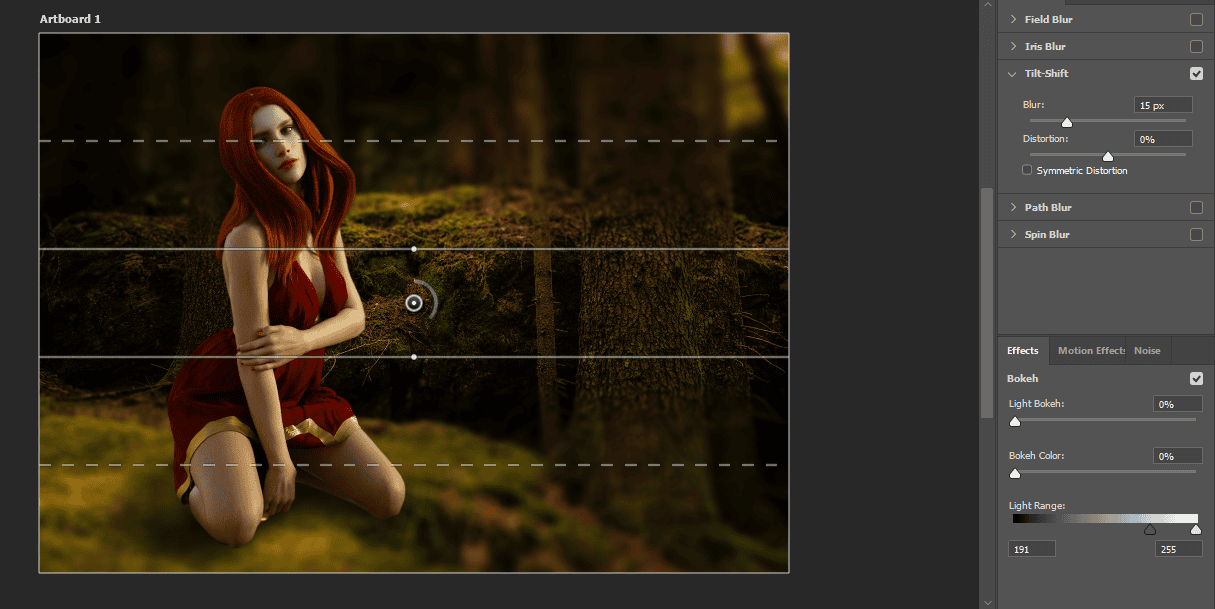 photohop tilt shift blur depth of field