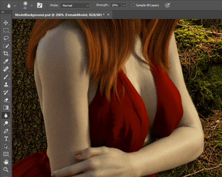photoshop apply blur tool soften sharp edges