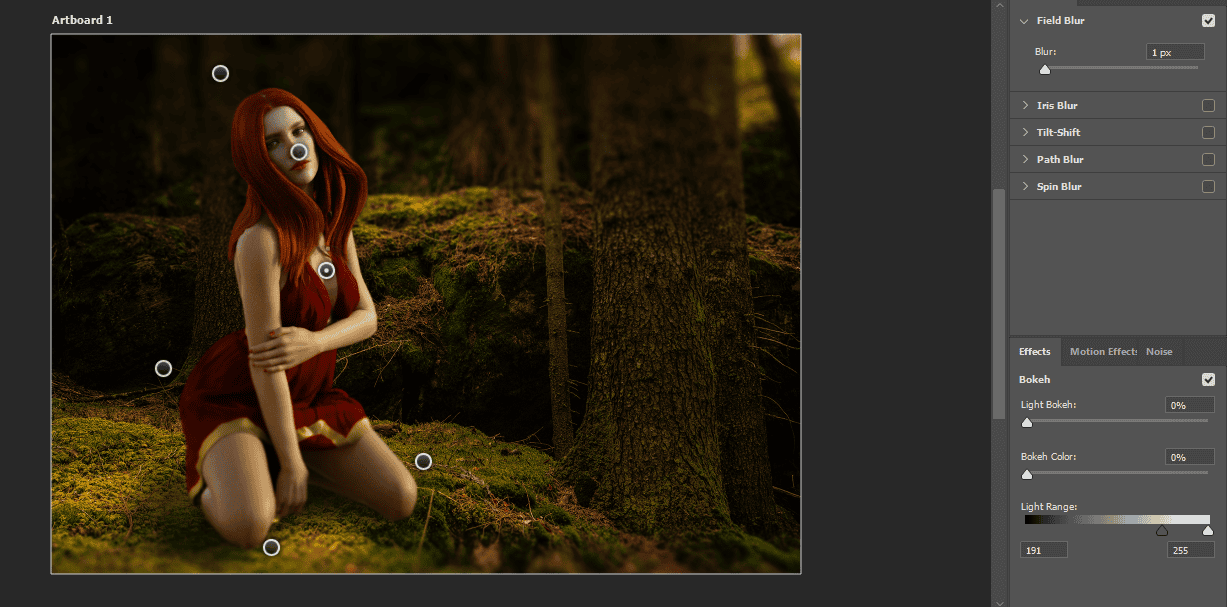 photoshop model field blur focus depth of field