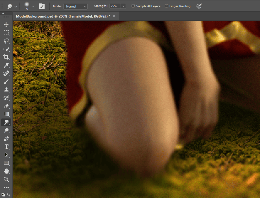 photoshop smudge tool blend model background