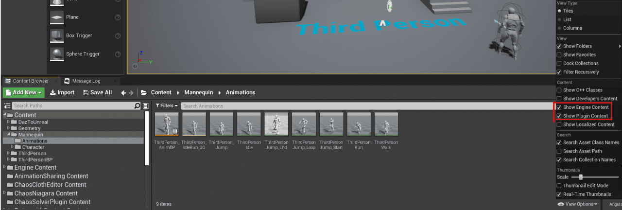 plugin and engine content folder