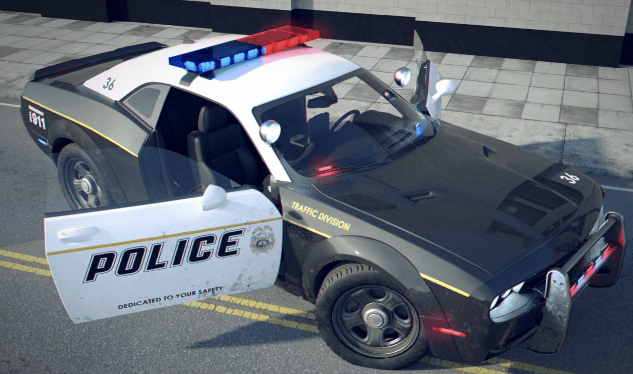 police car 3d model with opened doors