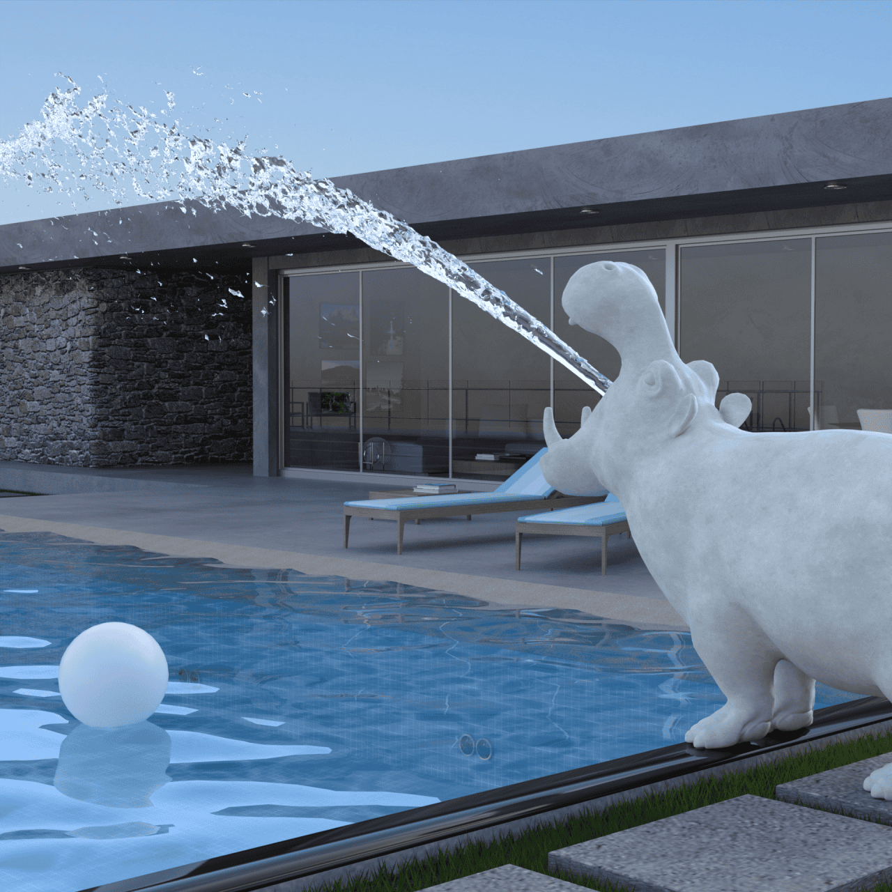 Pool fountain 3d model
