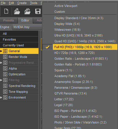 render settings daz resolution