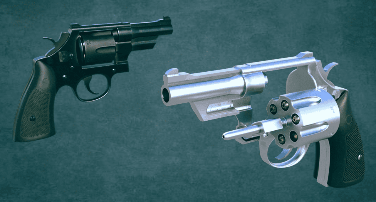 revlolver 3d model render projects