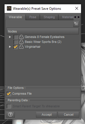 Save custom created hair as wearable for re-use
