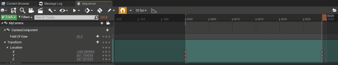 sequencer window last keyframe creation