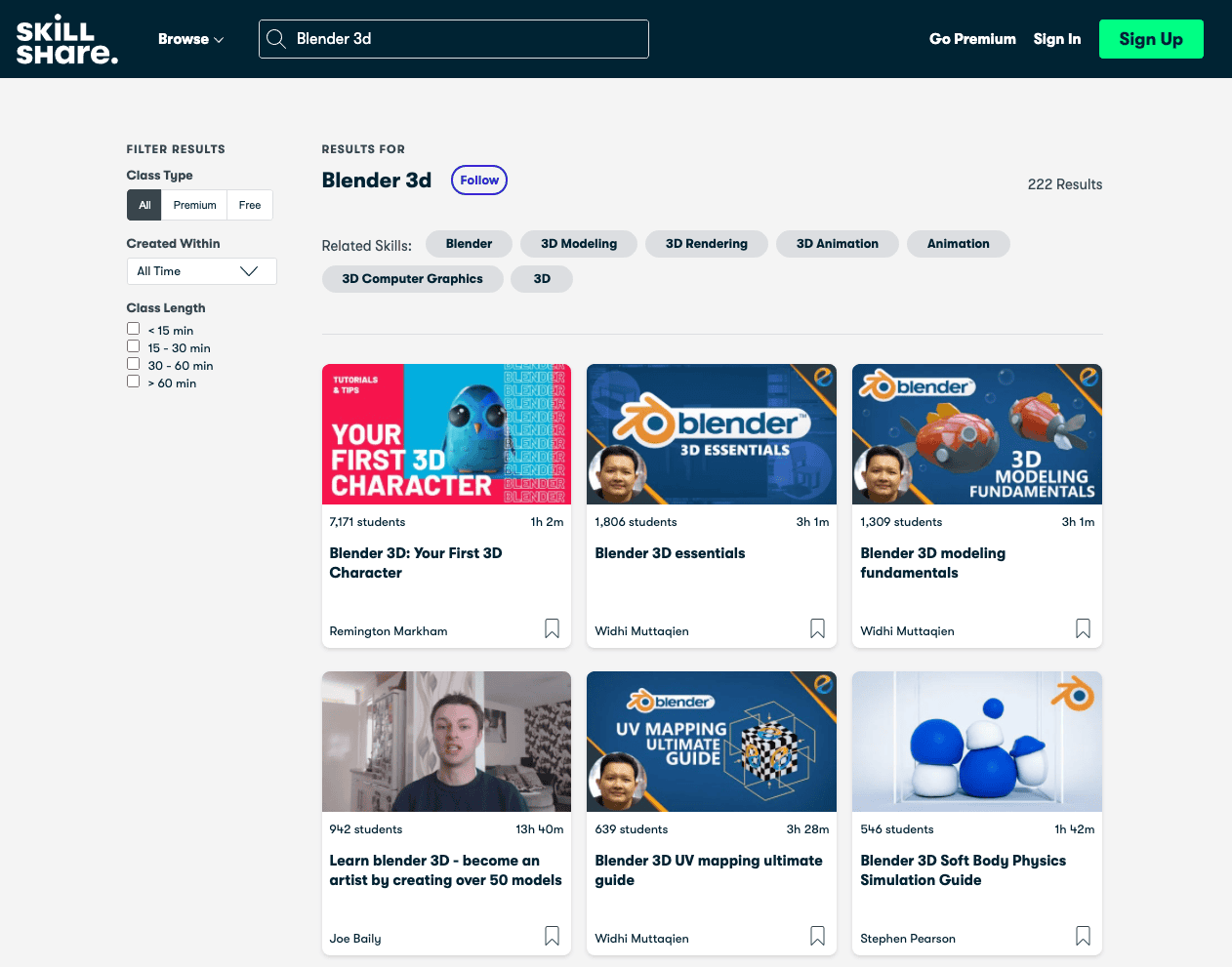 Skill share blender tutorials