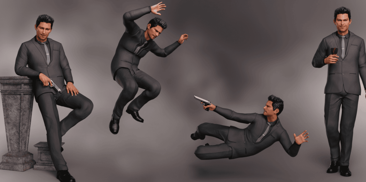 spy action poses for rendering