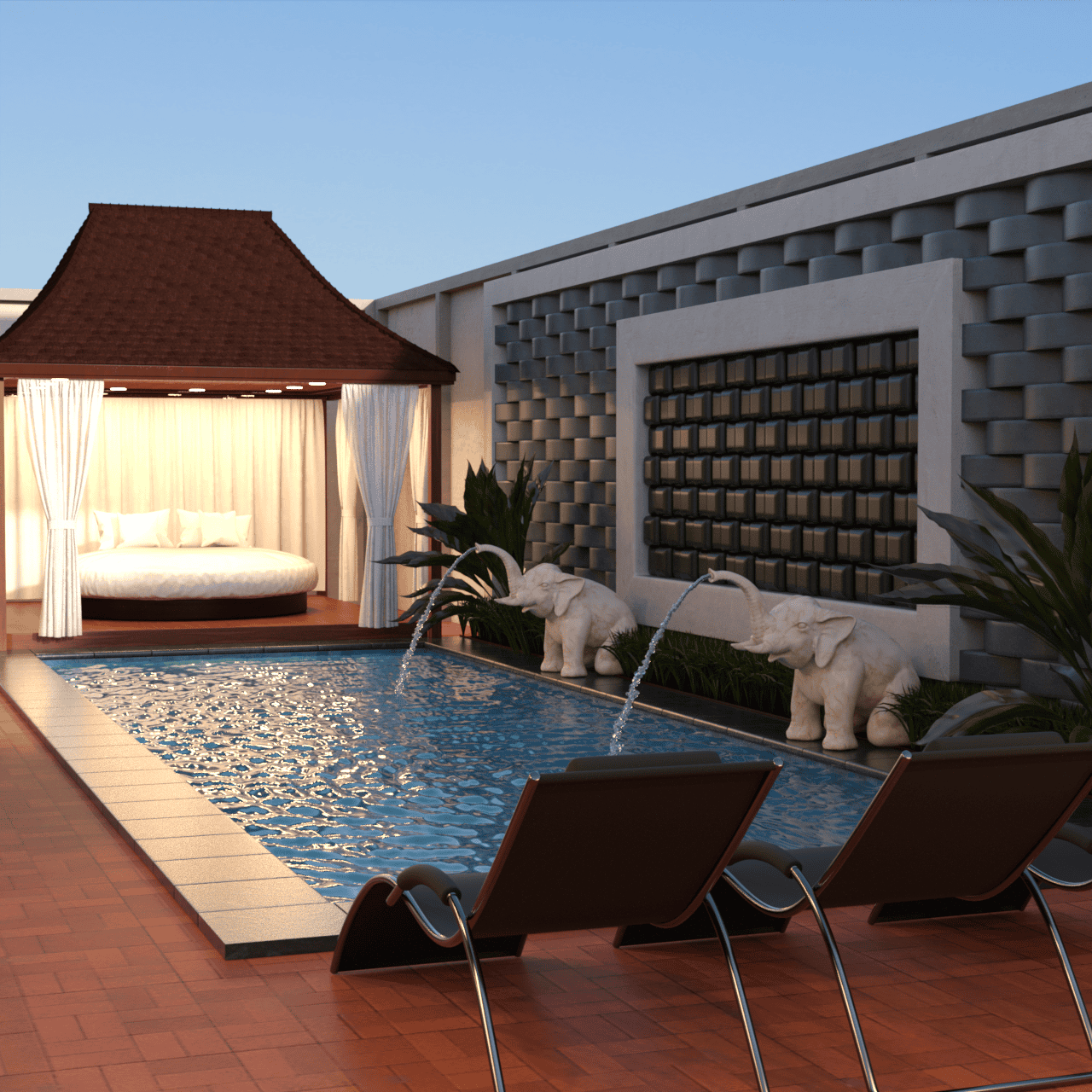 Pool Villa 3d Model