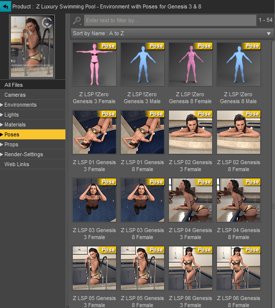 All kind of 3d poses supported by the pool with jacuzzi 3d model