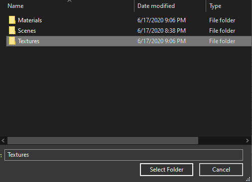 Texture folder to import textures from daz studio into unity