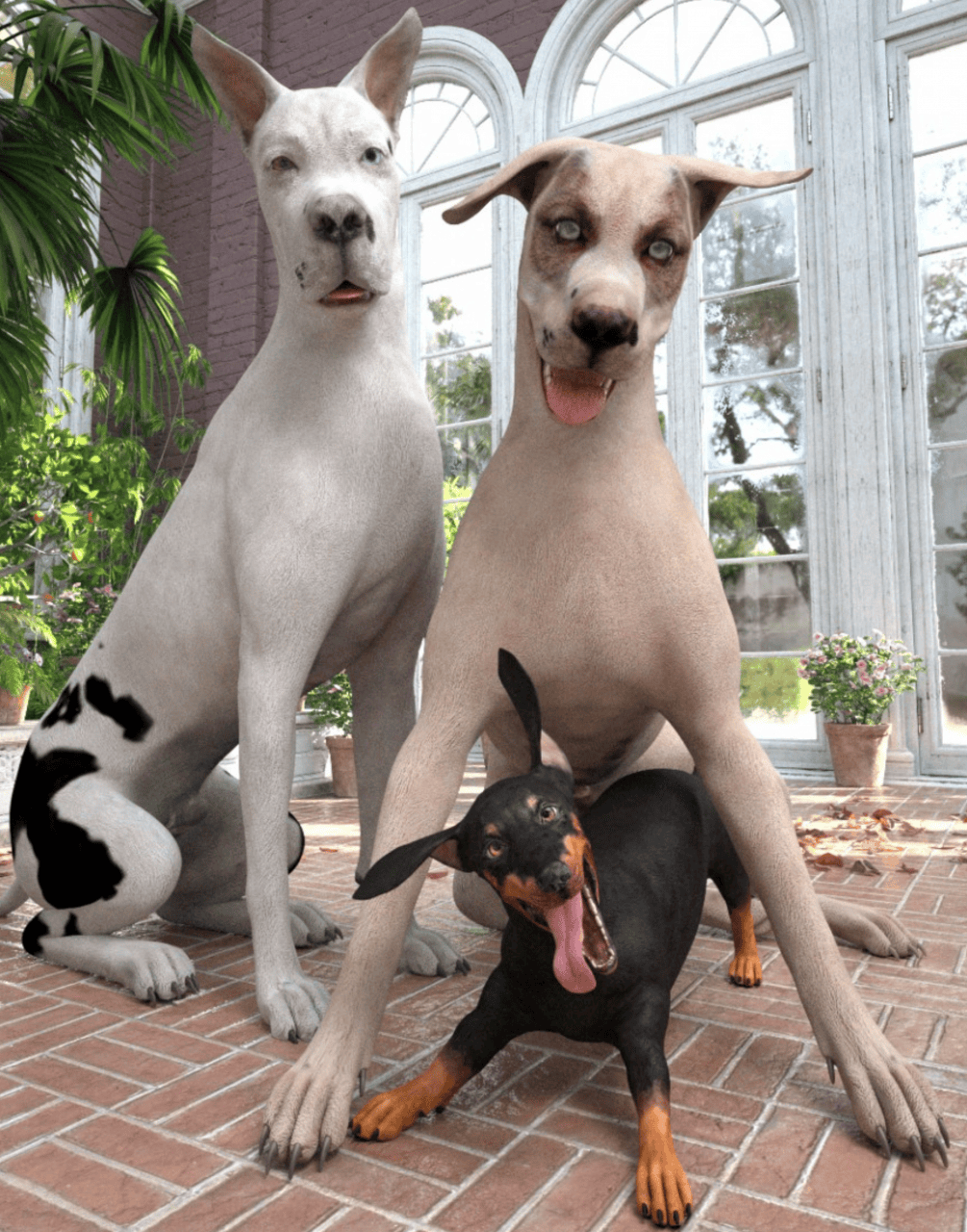 three amigos dog 3d assets