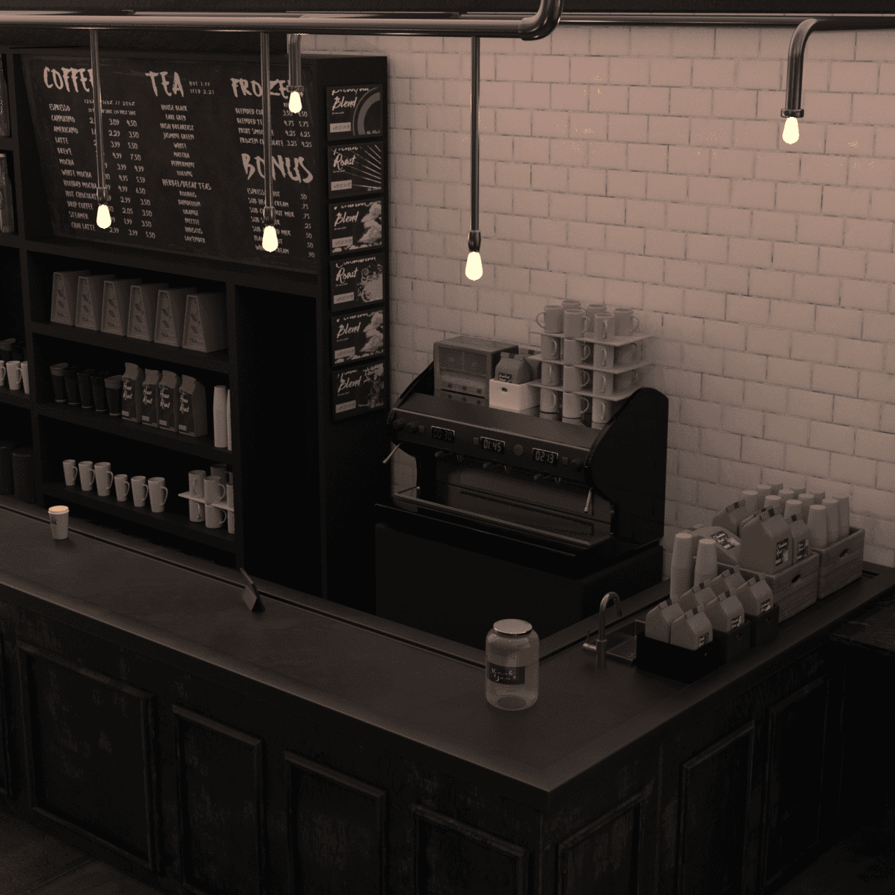 Counter with valuable 3d props on top