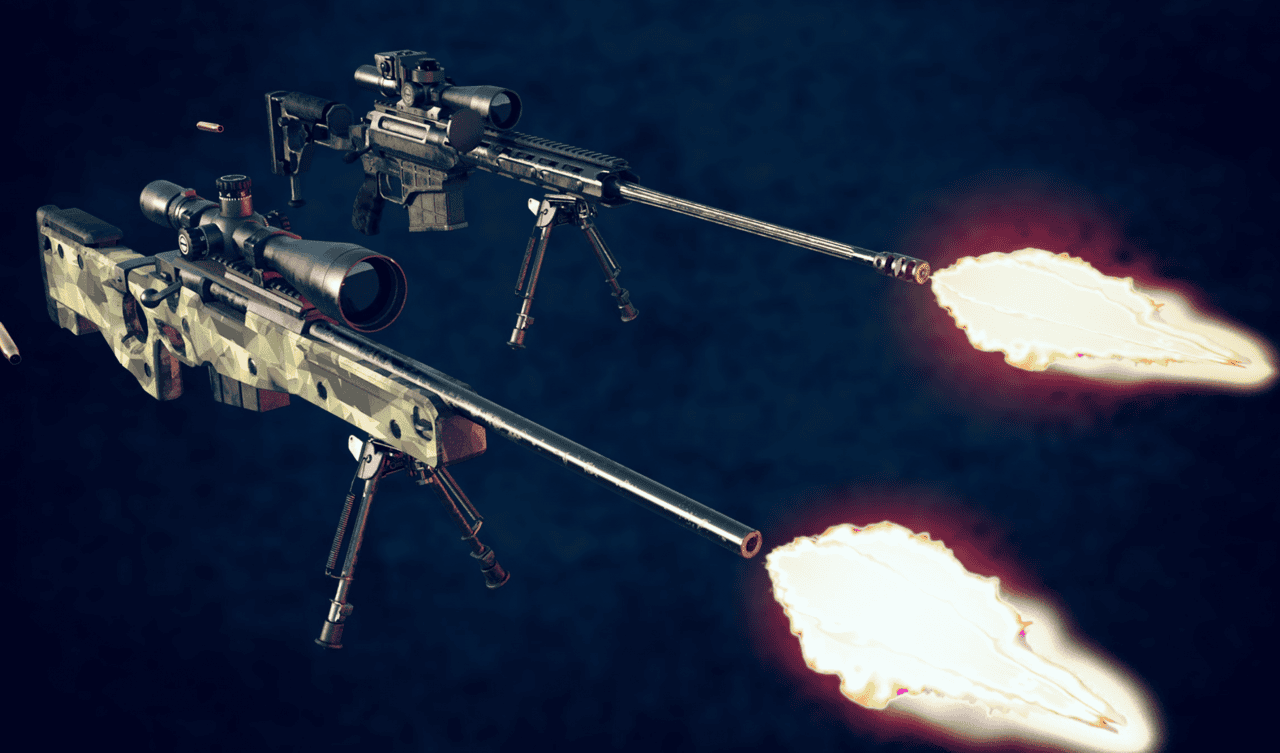 two sniper 3d rifles models
