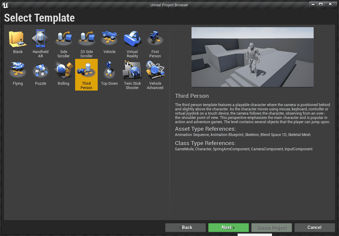 ue4 third person project