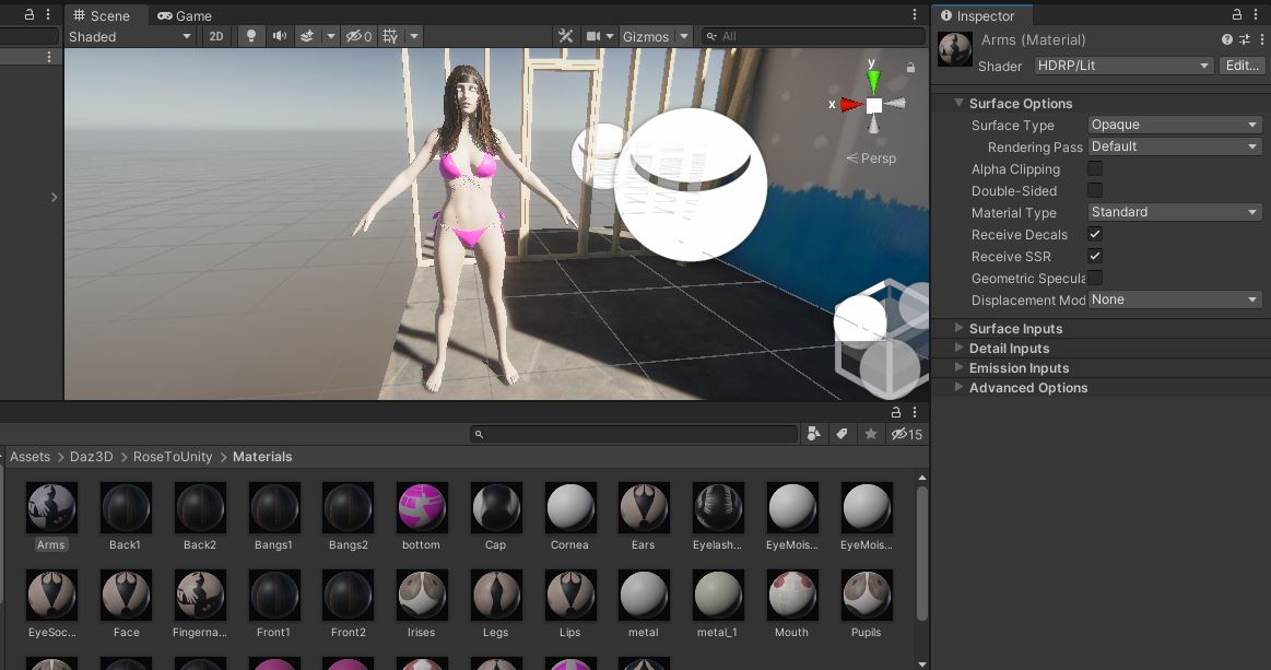 unity general view asset folder extracted materials to edit