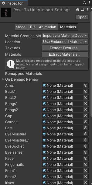 unity model options extract materials textures