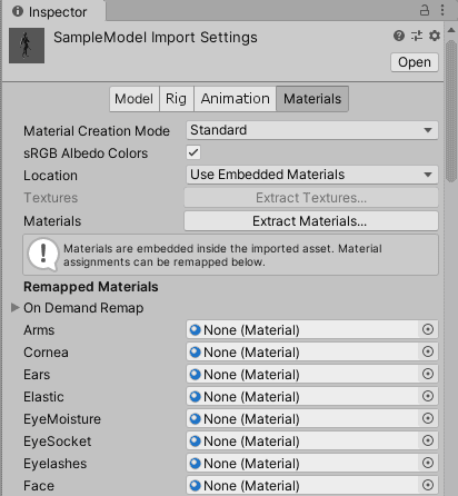 unity texture settings of daz3d model