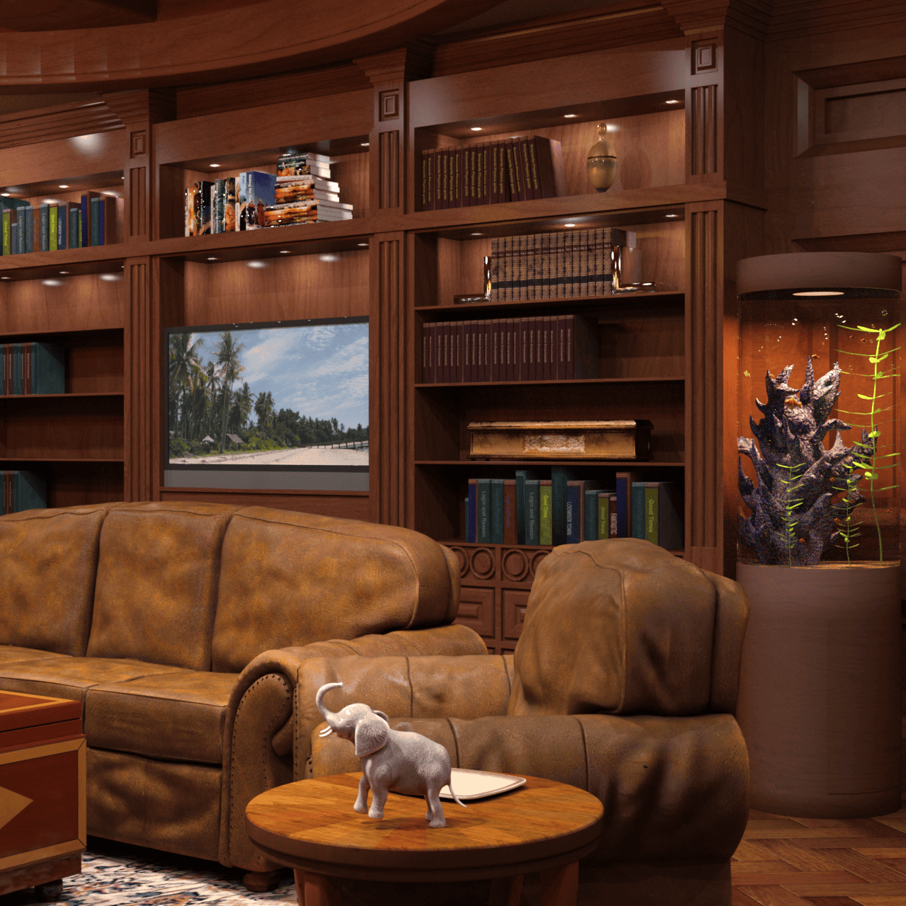 3d models of different furnitures, books, cabinets and more