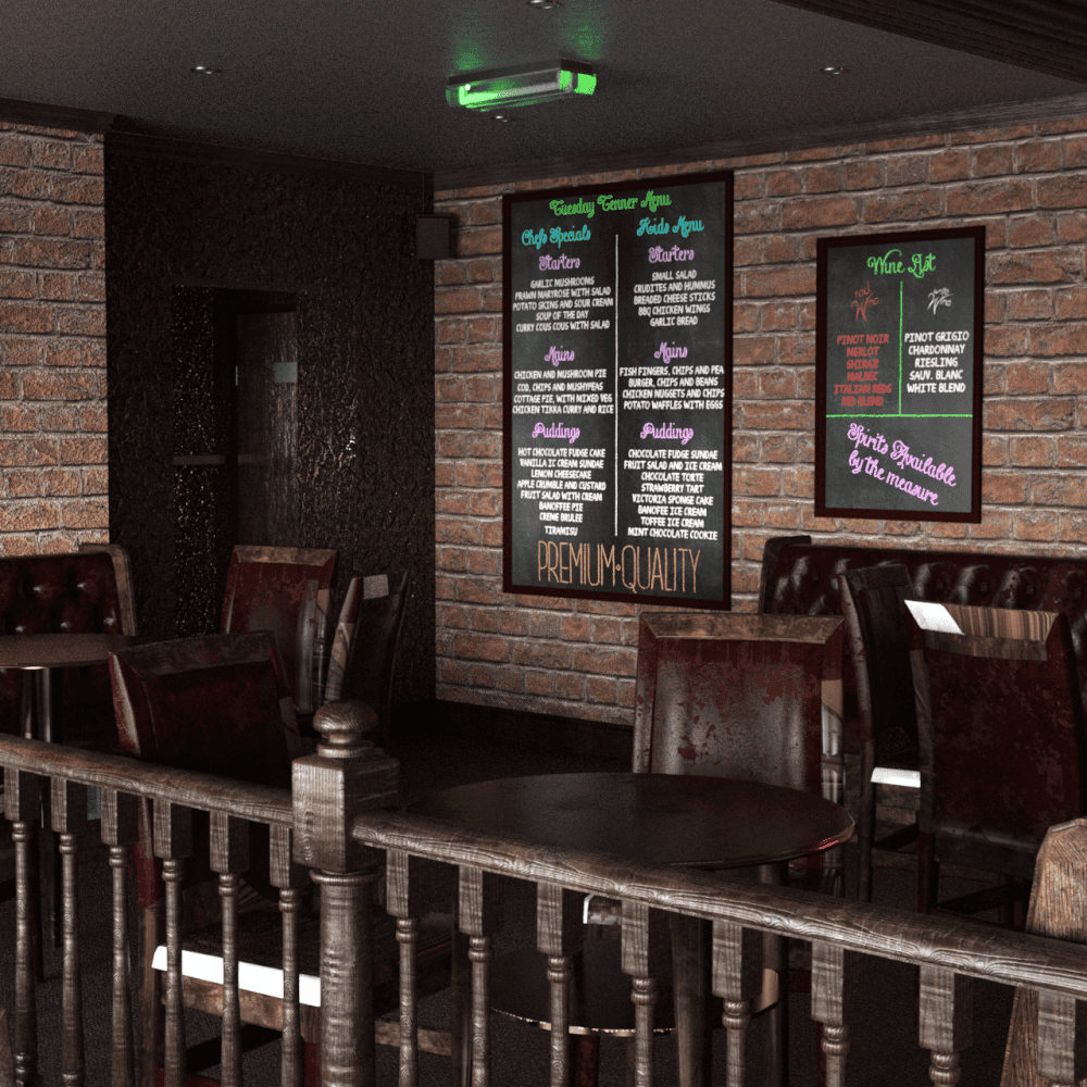 Render of the seat area of the bar