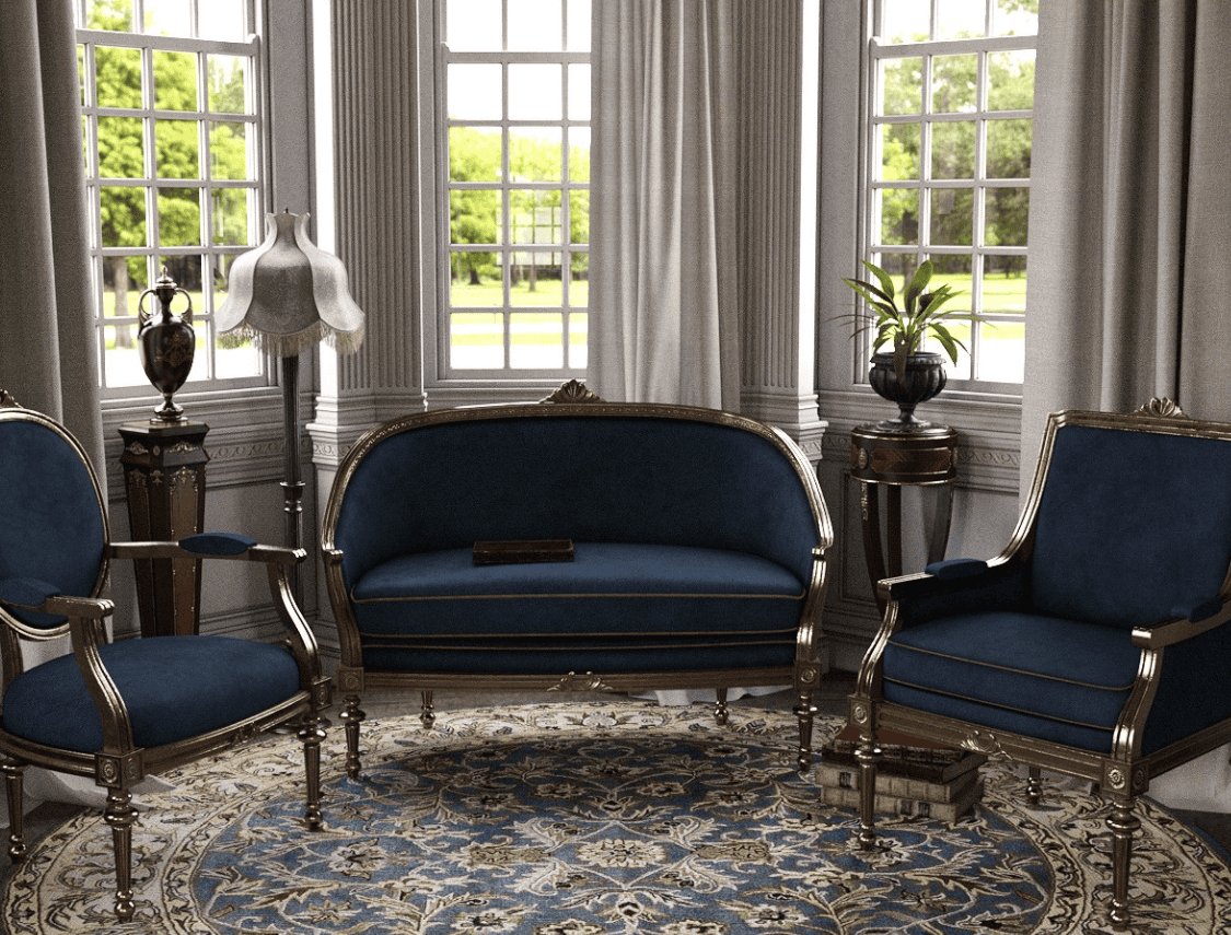 vintage daz3d chair and table 3d assets