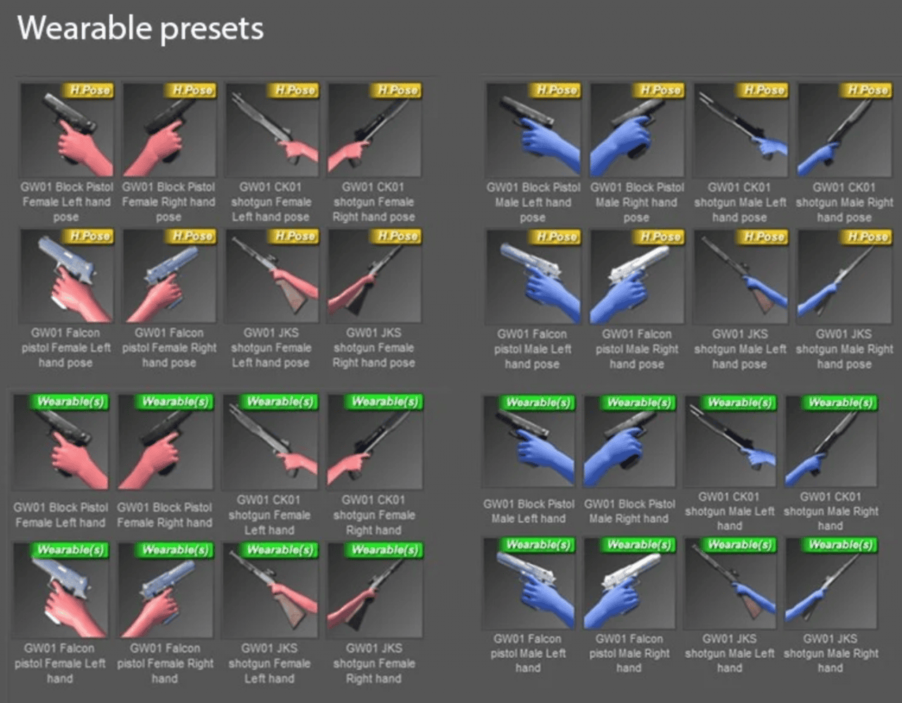 weapon wearable pose presets daz3d