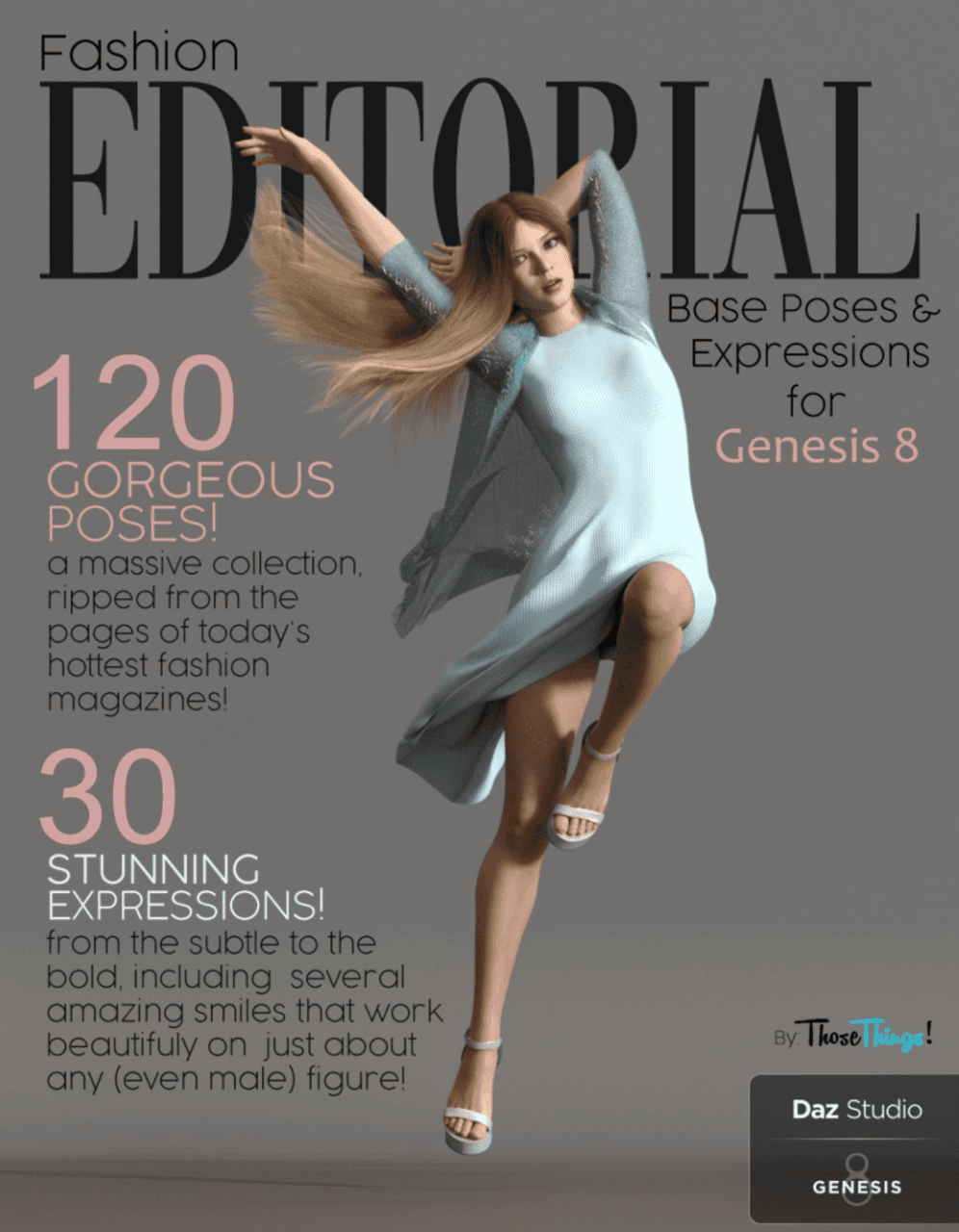 3d poses that can be used for a magazine cover rendered in daz